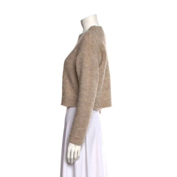RACHEL COMEY Dash Alpaca Blend Cropped Sweater XS Tan Beige Neutral Minimalist - Picture 2 of 3